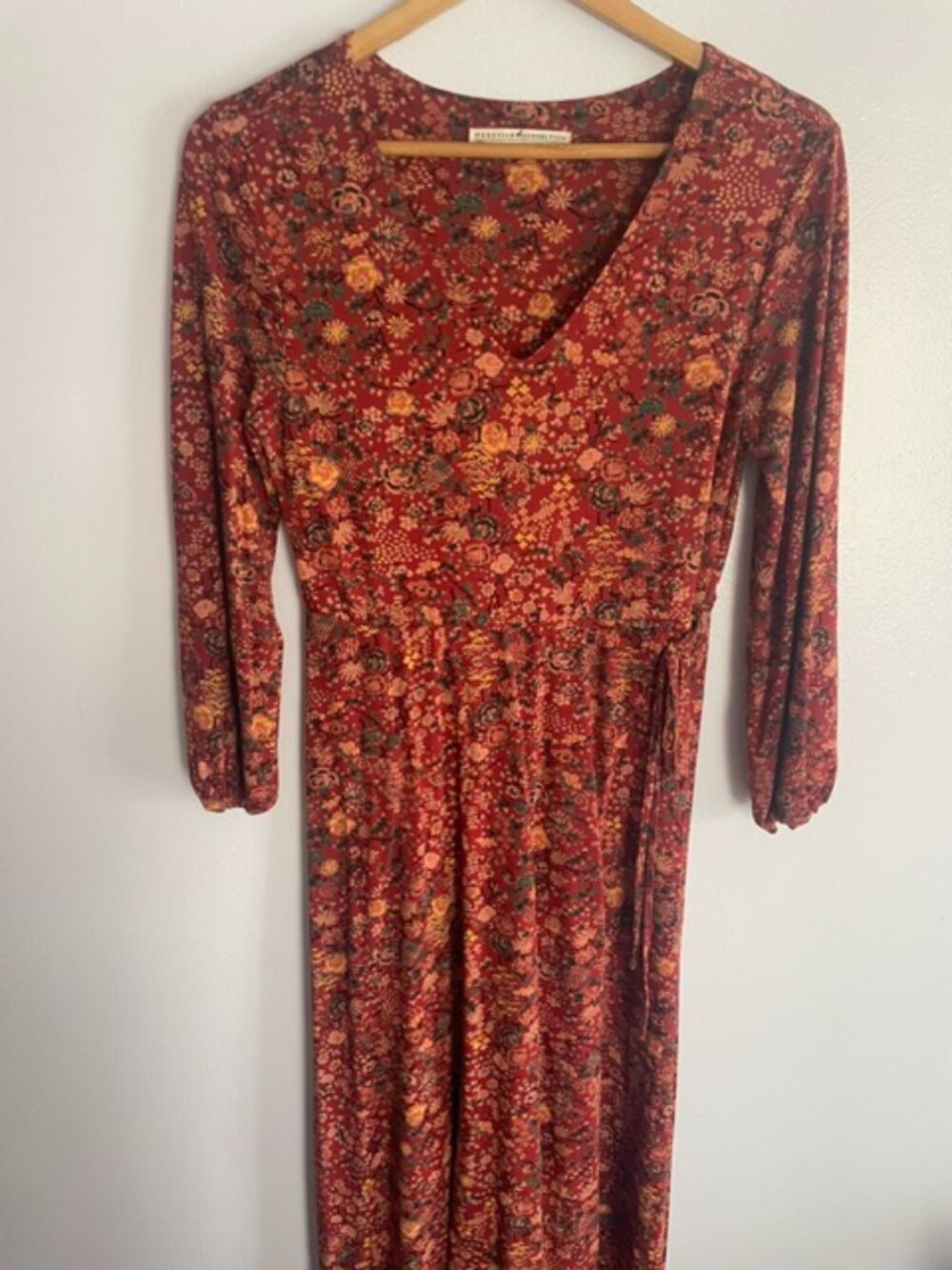 Peruvian Connection, faux wrap, maxi-dress, Size Small